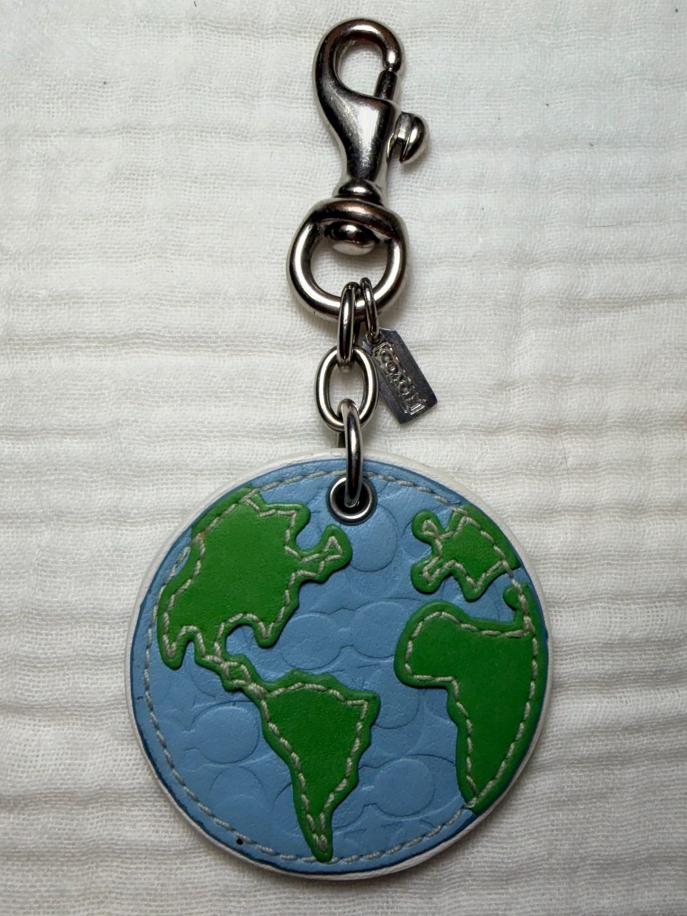 Coach Earth Globe Leather Keychain
